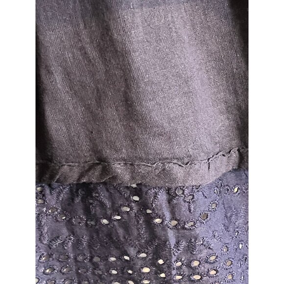 Retro Floral Eyelet Skirt Blue L Tiered Lace Boho Western Indie Folk Classic 80s - Picture 6 of 10